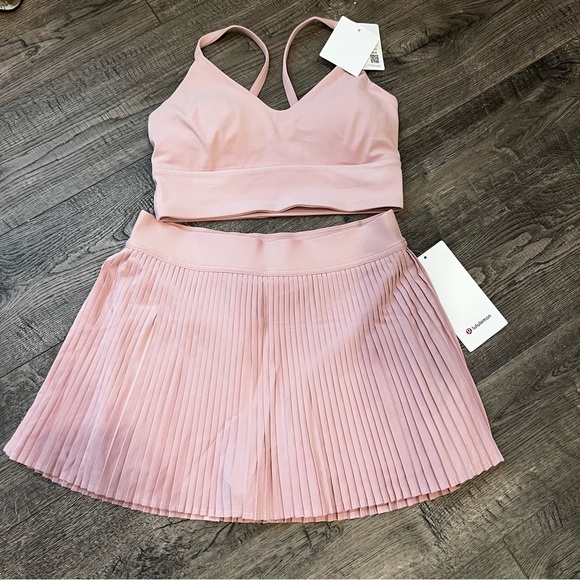 lululemon athletica Pants - NWT Lululemon Set Varsity Pleated Skirt and Scoop Neck Bra Pink Haze